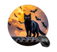 The Black Cat is Pacing on The Roof Round Mouse Pad Smooth Glide Gaming Mousepad Extra Density Portable Comfortable Mouse Mat for Desk, Home, Office 7.8x7.8 Inches