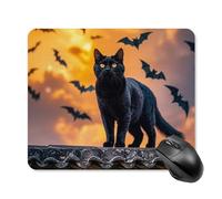 The Black Cat is Pacing on The Roof Square Mouse Pad Portable Computer Mousepad with Non-Slip Rubber Base 25 * 30cm Ultra-Thin Gaming Mouse Mat for Computer Laptop Office Desk Accessories