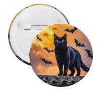 The Black Cat Is Pacing on The Roof Tinplate Badge Personalized Round Brooch Large Craft Button Suitable for Teachers, Nurses, Doctors, Staff, Party Gift Accessories, style, 1PCS