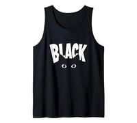 The Black Cat Minimal Design - Cute Hidden Kitty Eyes Tank Top