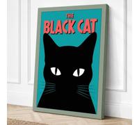 The Black Cat Retro Canvas Wall Art Print 30x20 Inch (76 x 51 cm)
