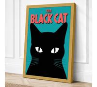 The Black Cat Retro Canvas Wall Art Print 30x20 Inch (76 x 51 cm)