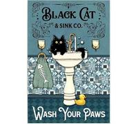 The Black Cats Bathroom Wash Your Paws Vintage Style Rusty Look Plaque For Bar Pub Beer Home Garage Man Cave Wall Decor Metal Tin Sign 6x8 Inch