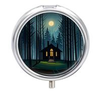 The Black Hut Metal Pill Organizer, 3 Compartment Waterproof Pill Case with Mirror for Purse Pocket Bag, Daily Medicine Vitamin Holder, Portable Travel Med Container(Round)