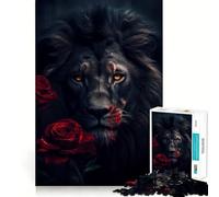 The Black Lion King Teenagers 1000 Piece Jigsaw Puzzle Memory Gain Light Relax Design Assembly Wall Art Decor (50x75cm)
