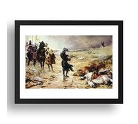 The Black Prince at the Battle of Crecy, 1888 by Julian Russell Story, vintage art, framed A3 reproduction in 17x13 inch frame