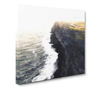 The Black Sand Beach In Iceland Canvas Print | Gallery Wrapped 30mm Frame Wall Art | 14x14 inches | Ready to Hang | Coastal Seascape Picture | Living Room Bedroom Lounge Office