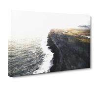 The Black Sand Beach In Iceland Canvas Print | Gallery Wrapped 30mm Frame Wall Art | 30x20 inches | Ready to Hang | Coastal Seascape Picture | Living Room Bedroom Lounge Office