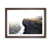The Black Sand Beach in Iceland Painting Framed Print | A2 Walnut Framed Wall Art | Ready to Hang | Modern Beach Picture | Living Room Bedroom Lounge Office