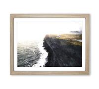 The Black Sand Beach In Iceland Painting Modern Art Framed Print | A2 Oak Framed Wall Art | Ready to Hang | Modern Beach Picture | Living Room Bedroom Lounge Office