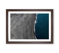 The Black Sand Beach in Vik Iceland Framed Print | A2 Walnut Framed Wall Art | Ready to Hang | Modern Beach Picture | Living Room Bedroom Lounge Office