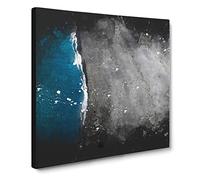 The Black Sand Beach in Vik Iceland Paint Splash Canvas Print | Gallery Wrapped 30mm Frame Wall Art | 14x14 inches | Ready to Hang | Modern Seascape Picture | Living Room Bedroom Lounge Office