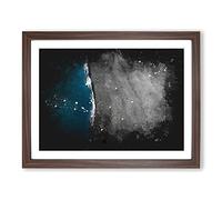 The Black Sand Beach In Vik Iceland Paint Splash Modern Art Framed Print | A3 Walnut Framed Wall Art | Ready to Hang | Modern Beach Picture | Living Room Bedroom Lounge Office