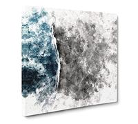 The Black Sand Beach in Vik Iceland Watercolour Canvas Print | Gallery Wrapped 30mm Frame Wall Art | 20x20 inches | Ready to Hang | Modern Seascape Picture | Living Room Bedroom Lounge Office