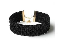 The Black Sequin Necklace is The Width of A Women's Collar Necklace(Black N0250)