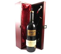 The Black Stump Durif Shiraz 2011 South Eastern Australia (Red wine) vintage wine in a silk lined wooden box with four wine accessories, 1 x 750ml