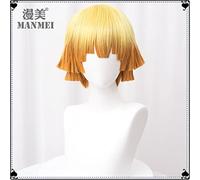 The Blade of Demon Slayer My Wife Shan Yi cos Wig Yellow Gradient Orange Reverse Curled Short Hair My Wife Shan Yi (Send Hair Net + Little Sparrow Hair Ornaments) Cosplay Anime Wig Coser
