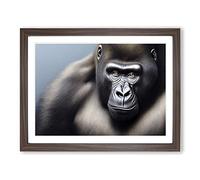 The Blessed Gorilla Framed Print | A3 Walnut Framed Wall Art | Ready to Hang | Modern Animal Picture | Living Room Bedroom Lounge Office