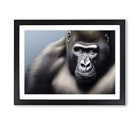 The Blessed Gorilla Framed Print | A4 Black Framed Wall Art | Ready to Hang | Modern Animal Picture | Living Room Bedroom Lounge Office