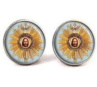 The Blessed Sacrament Catholic Medal Cufflinks Jesus Christ Religious Jewelry Jesus Jewelry Art Picture Jewelry