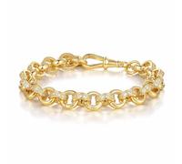 THE BLING KING 10mm Gold Bold Links Belcher Bracelet with CZ Stones - 42g, 8-Inch - PVD Gold Plated