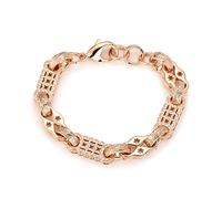 THE BLING KING 11mm 3D Rose Gold Stars and Bars Bracelet, 18K Real Rose Gold Plated Uniquely Patterned Stylish Fashion Jewellery for Women (Length: 8.5-9", Weight: 61 G)