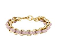 THE BLING KING 12mm Gold & Pink Gypsy Link Belcher Bracelet - 50g Heavy, 8 Inch - PVD Gold Plated Statement Bracelet with CZ Stones