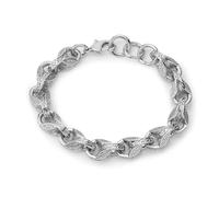 THE BLING KING 12mm Silver Plated Tulip Link Bracelet 8-9 Inch Adjustable - Heavyweight Albert Clasp Chain for Men & Women Statement Jewellery