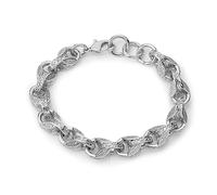 THE BLING KING 12mm Silver Tulip Bracelet Heavy 3D Tulip Belcher, Rhodium Silver Plated, 8-Inch Chunky Silver Bracelet
