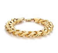 THE BLING KING 15mm Gold Cuban Link Bracelet for Men 65g Heavy Chunky Curb Chain, 9ct Gold Plated, 8-Inch
