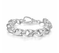 THE BLING KING 15mm Silver Plated Tulip Link Belcher Bracelet with Albert Clasp - Heavyweight 106g, 9 Inch Unisex Statement Jewellery