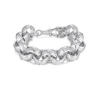 THE BLING KING 20mm Silver Ornate Belcher Bracelet for Men - Chunky Silver Bracelet with Albert Clasp, 8-Inch