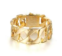 THE BLING KING 27mm Gold Cuban Chaps Bracelet for Men - 120g Heavyweight, 9-Inch - PVD Gold Plated Chunky Mens Bracelet