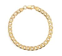 THE BLING KING 6mm Gold-Plated Cuban Curb Bracelet - 8-Inch Length, 9.5g Weight - Tarnish-Resistant Finish, Classic Chain Style for Men & Women - Durable and Stylish Jewellery