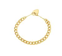 THE BLING KING 7mm Gold Heart Padlock Bracelet for Women - 22g, 8-Inch - PVD Gold Plated Gift for Her