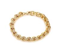 THE BLING KING 8mm Gold-Plated Belcher Bracelet with Pink Stones - 6 Inches, 50g - Elegant Gold-Filled Bracelet, Durable & Stylish