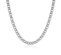 THE BLING KING 8mm Silver Plated Diamond Cut Belcher Chain 30 Inch - Long Patterned Rolo Necklace, Unisex Statement Jewellery
