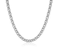 THE BLING KING 8mm Silver Plated Diamond Cut Belcher Chain Necklace 20 Inch - 56g Unisex Chain for Men & Women, Statement Jewellery, High Polish Finish