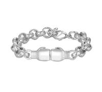 THE BLING KING 8mm Silver Plated Double Boxing Glove Belcher Bracelet for Men & Women - 8 Inch Unisex Chunky Chain, Sports Charm, Gift Jewellery