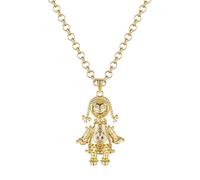 THE BLING KING Gold 3D Rag Doll Pendant Necklace with Multi-Colour CZ Stones - 43g, 22 Inch on 5mm Belcher - PVD Gold Plated Doll Necklace