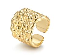 THE BLING KING Gold Adjustable Keeper Ring with 18K Plating Premium Gold Fashion Ring Unique Jewellery Gift (Size 10 - Adjustable to Fit Various Sizes)