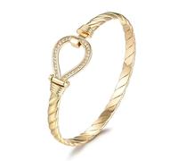 THE BLING KING Gold Bangle for Women - 6mm Closed Loop Bracelet with Clear CZ Stones, 8-Inch, 29g - PVD Gold Plated Ladies Bangle