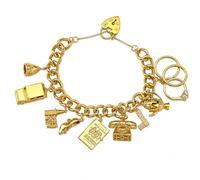 THE BLING KING Gold Great Britain Charm Bracelet - 66g, 8-Inch - PVD Gold Plated Chunky Chain
