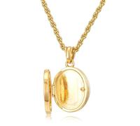 THE BLING KING Gold Plated Locket Pendant Necklace with 2.5mm Rope Chain - 20 Inch Personalised Keepsake Jewellery for Women, Memory Photo Holder, Sentimental Gift