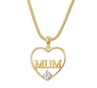 THE BLING KING Gold Plated MUM Heart Pendant Necklace with Diamond-Effect Stones - 22” Snake Chain Gift for Mum - 16g Sentimental Jewellery