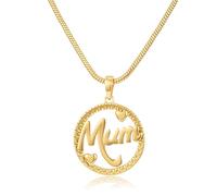 THE BLING KING Gold Plated MUM Pendant Necklace - 25mm x 25mm Pendant with 22 Inch Snake Chain - Sentimental Gold Plated Jewellery Gift for Mum - Elegant Mother’s Day