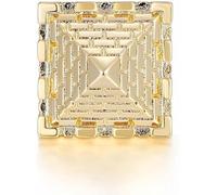 THE BLING KING Gold Plated Pyramid Ring - Size 13 (UK Z), 50g - Bold Geometric Statement Ring for Men