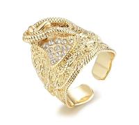 THE BLING KING Gold Plated Saddle Ring with Premium Stones - Adjustable Luxury Ring, Fashionable & Durable, 23mm 15g LONDON