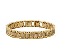 THE BLING KING Gold Watchband Link Bracelet Adjustable Gold Bracelet for Men & Women with 18K Heavy Real Plating and Outstanding Craftmanship - Jewellery - Fits 6.5 to 8-Inch Wrists