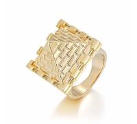 THE BLING KING Majestic XXL Heavy Gold Plated Pyramid Castle Ring - Opulent Craftsmanship, UK Size X (12) - 50g Weight - Luxurious